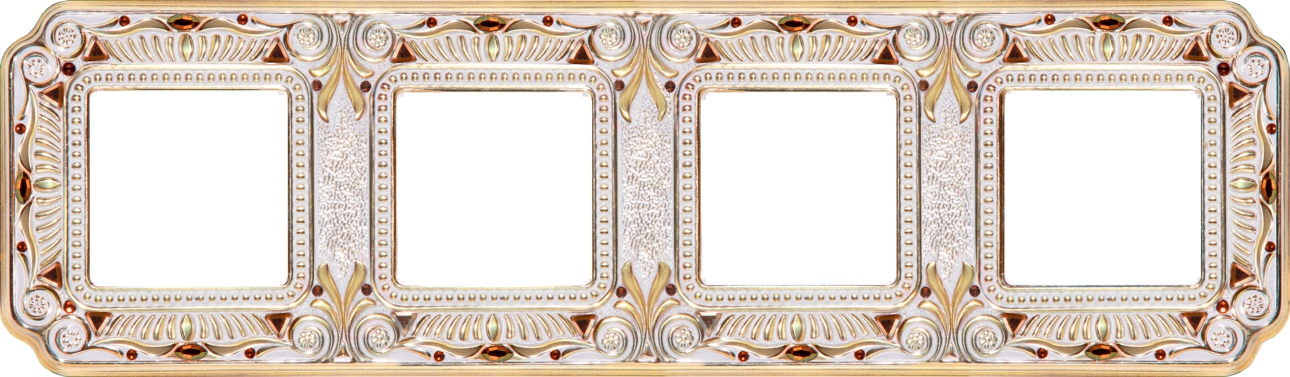  артикул FD01364OPCL название Рамка четверная, цвет Светлое золото/Белая патина, Crystal De Luxe Palace Firenze, Fede