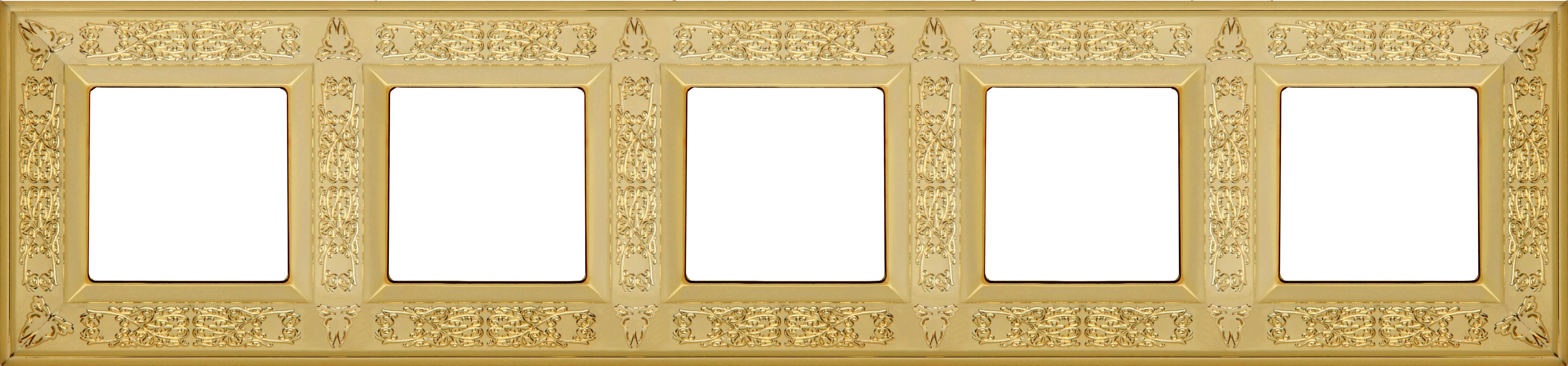  артикул FD01415OB название Рамка пятерная, цвет Светлое золото, Granada, Fede