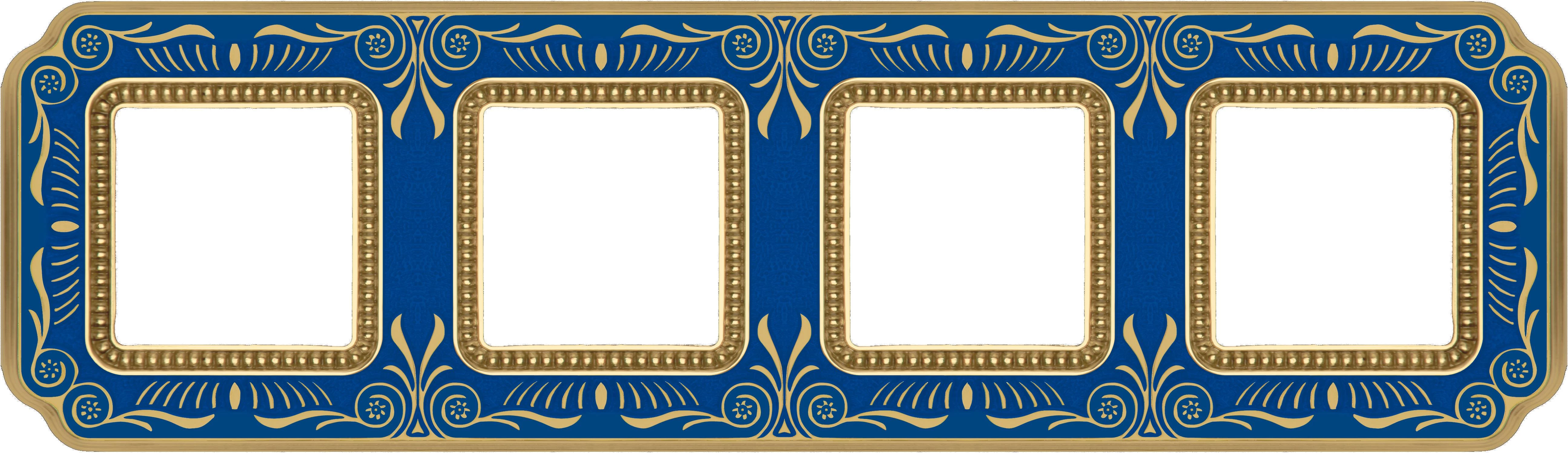  артикул FD01364AZEN название Рамка четверная, цвет Голубой сапфир, Firenze, Fede